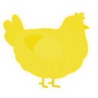 A yellow chicken with a double-lace pattern