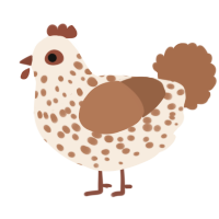 A cream and brown chicken with a speckle pattern