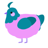A lavender and sea chicken with a head pattern