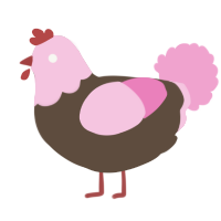 A bark and pink chicken with a head pattern