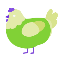 A grass and lemon chicken with a head pattern