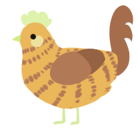 A honey and brown chicken with a bar pattern