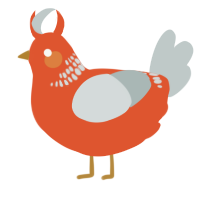 A vermilion and silver chicken with a neck-band pattern