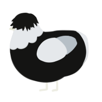 A black and mist chicken with a head pattern