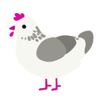A white and ash chicken with a neck-speckle pattern