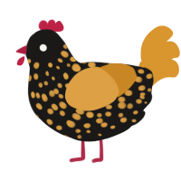 A sable and orange chicken with a speckle pattern