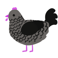 A grey and black chicken with a lace pattern