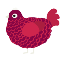 A maroon and crimson chicken with a lace pattern