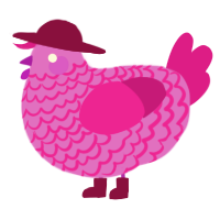 A orchid and fuchsia chicken with a lace pattern