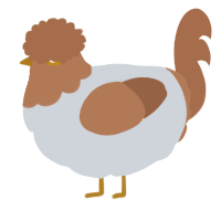 A mist and brown chicken with a head pattern