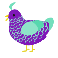 A violet and mint chicken with a lace pattern