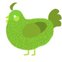 A grass and chartreuse chicken with a double-lace pattern