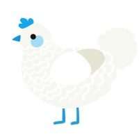 A white chicken with a lace pattern