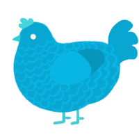 A cerulean chicken with a lace pattern