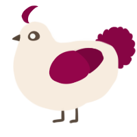A cream and maroon chicken