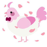 A white and pink chicken with a head pattern