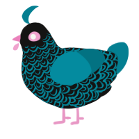 Faëthe, a black and sea chicken with a double-lace pattern