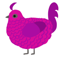 A fuchsia and plum chicken with a lace pattern