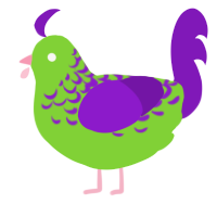 A grass and violet chicken with a half-lace pattern