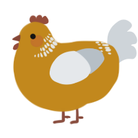 A ochre and mist chicken with a neck-band pattern