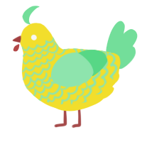 A yellow and spring chicken with a lace pattern