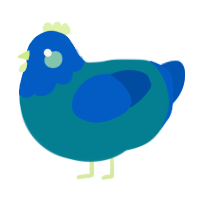 A sea and ultramarine chicken with a head pattern