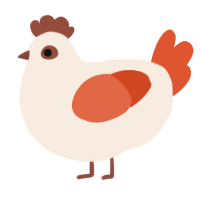 A cream and vermilion chicken
