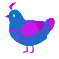 A sapphire and amethyst chicken with a speckle pattern