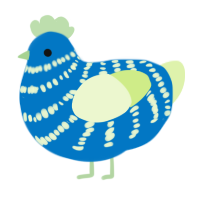 A sapphire and apple chicken with a bar pattern