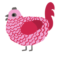 A pink and crimson chicken with a lace pattern