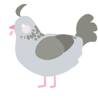 A mist and ash chicken with a neck-speckle pattern