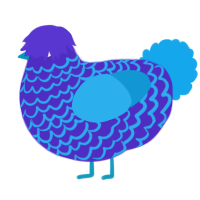 A indigo and sky chicken with a lace pattern