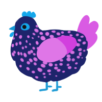A navy and orchid chicken with a speckle pattern