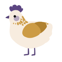 A cream and gold chicken with a neck-speckle pattern