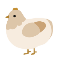 A cream and beige chicken with a head pattern