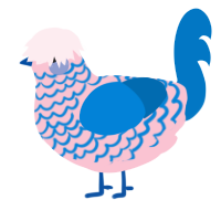 A rose and sapphire chicken with a lace pattern