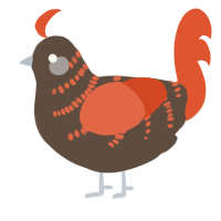 A bark and vermilion chicken with a half-bar pattern