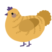 A honey and gold chicken with a half-bar pattern