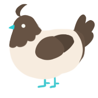 A cream and bark chicken with a head pattern