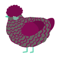 A grey and wine chicken with a lace pattern