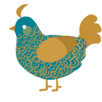 A sea and gold chicken with a double-lace pattern