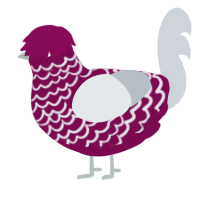 A wine and mist chicken with a lace pattern