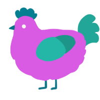 A orchid and turquoise chicken