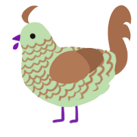 A gluppy and brown chicken with a lace pattern