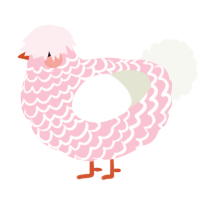 A rose and white chicken with a lace pattern