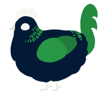 A tumblr and viridian chicken with a neck-band pattern
