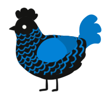 A black and sapphire chicken with a lace pattern