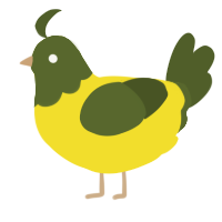 A yellow and olive chicken with a head pattern
