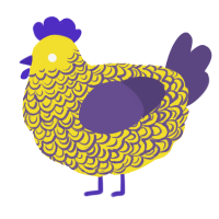 A yellow and overcast chicken with a double-lace pattern