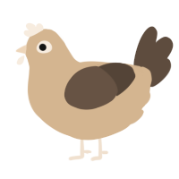 A beige and bark chicken